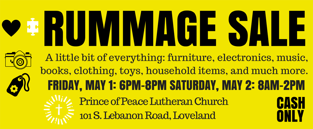 Rummage Sale at Prince of Peace Church May 1 and 2