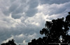Photo of storm clouds in the West Loveland Historic District Tuesday afternoon