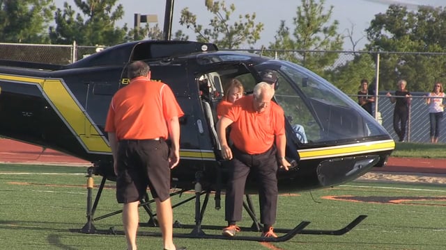 VIDEO: Bill Hounsell delivers game ball via helicopter to Tiger Stadium