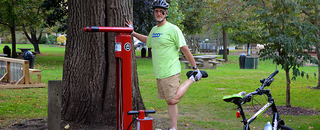 A bicycle Service Station on Loveland Bike Trail in Nisbet Park