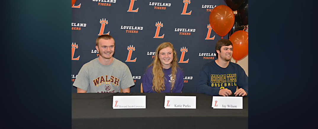 Jacob Lawrence, Katie Parks, and Jay Wilson signed national letters of intent