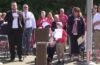 Young Colton Lindsay leads the Pledge of Allegiance at Loveland’s Memorial Day Service