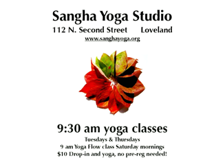 New classes starting September 4th at Sangha Yoga in Historic Downtown