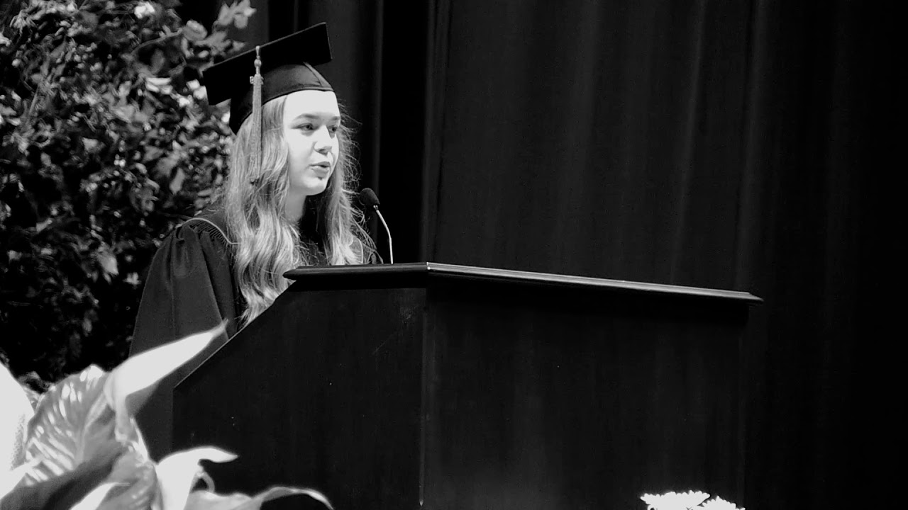 Hannah Ackley delivers the salutatory address at Loveland High School Graduation