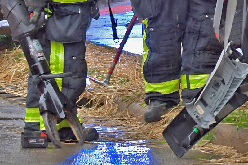 “Jaws of Life” and brute human strength used after accident