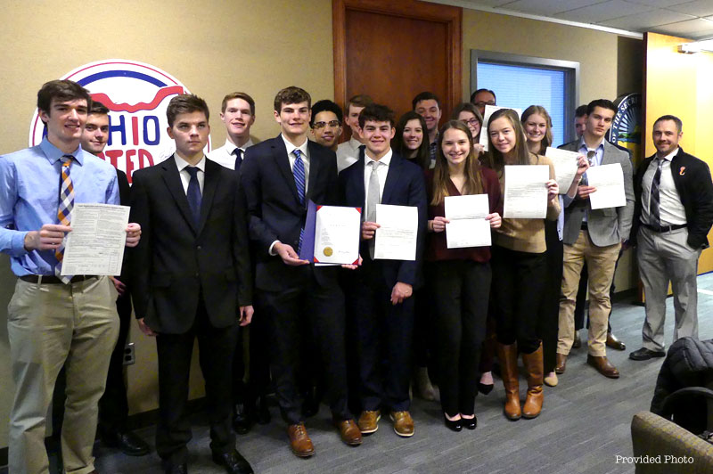 Students from Loveland High School’s Tigers Inc. meet with Ohio Secretary of State