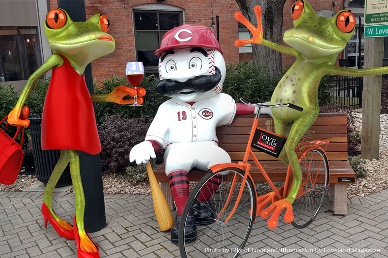 Mr. Red returns to Loveland Historic District along the Loveland Bike Trail