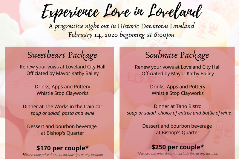 Experience LOVE in Loveland – Progressive Valentine’s Dinner 2020
