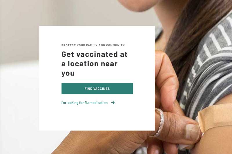 Find a place to get a seasonal flu vaccine via VaccineFinder.org