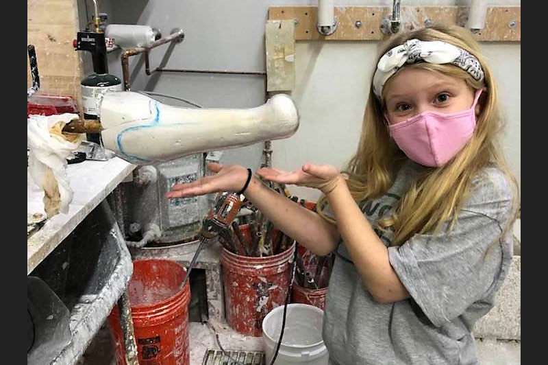 Loveland 6th grader Delaney Dunlap demonstrates how she helped make herself a new leg