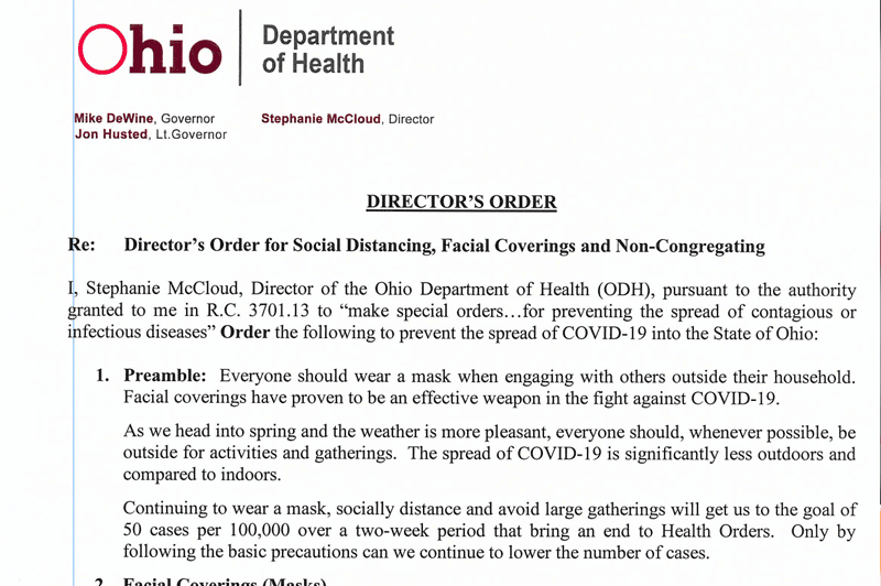 Want to stay COVID 19 legal? Read the new orders from Ohio