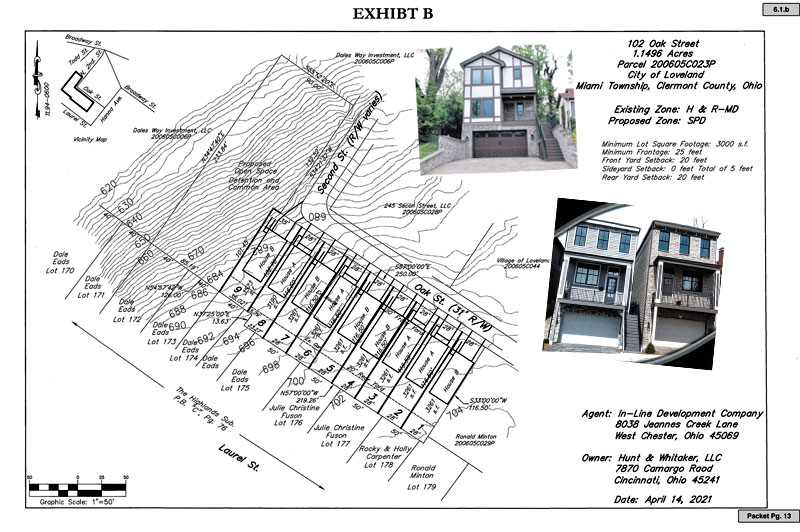9 single family detached dwelling units on 1 acre proposed for Oak Street