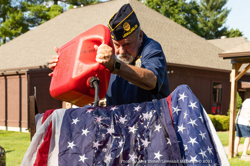 Photo Essay by Alex Eicher of ceremonial flag burning