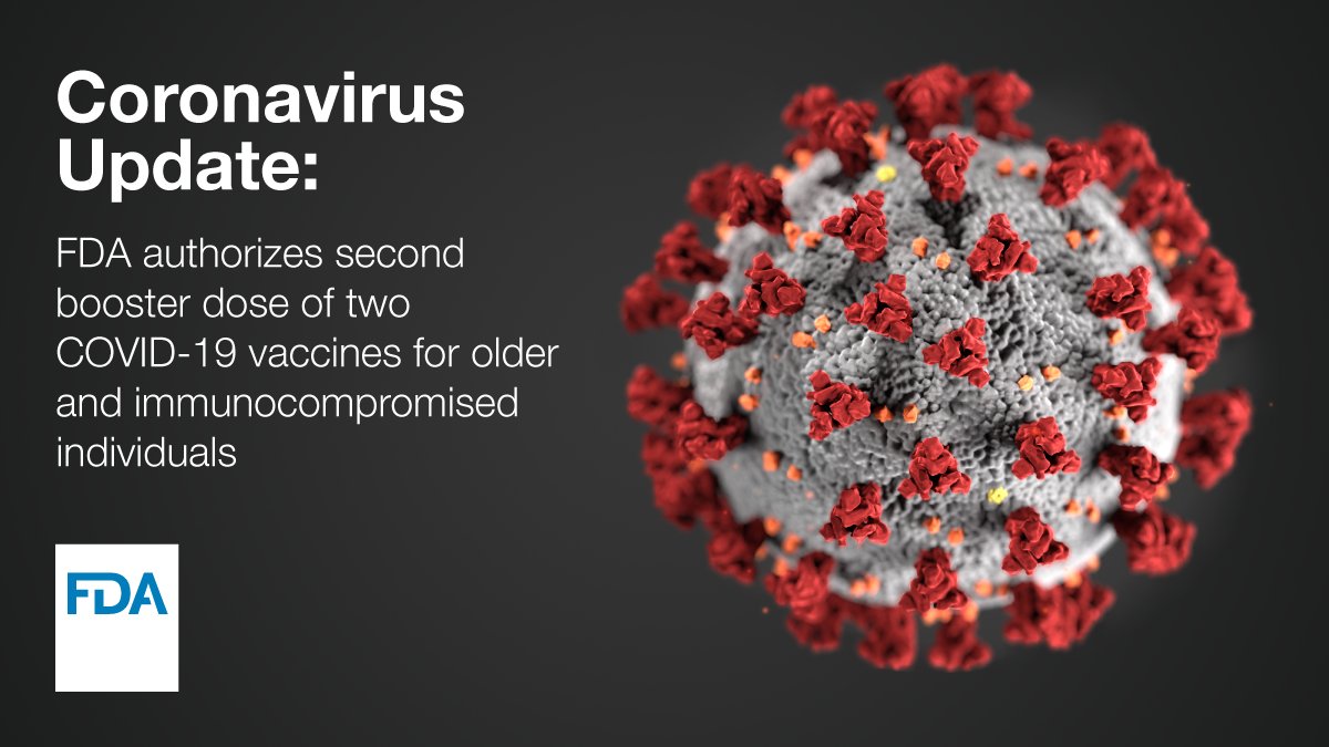FDA Authorizes Second Booster Dose of Two COVID-19 Vaccines for Older and Immunocompromised Individuals