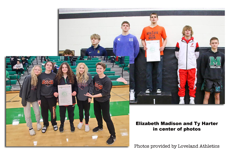 Loveland High School’s Ty Harter and Elizabeth Madison get send off to State wrestling championships