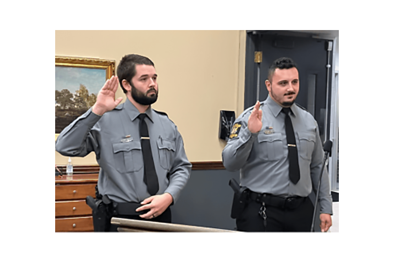 Benjamin Marcum and Brandon Wilson sworn in as Loveland police officers