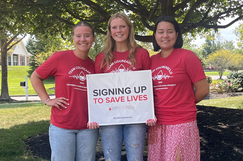 Loveland High School’s Payton Brown, Macy Steiner, and Caitlyn Ferrer on mission end to blood cancer