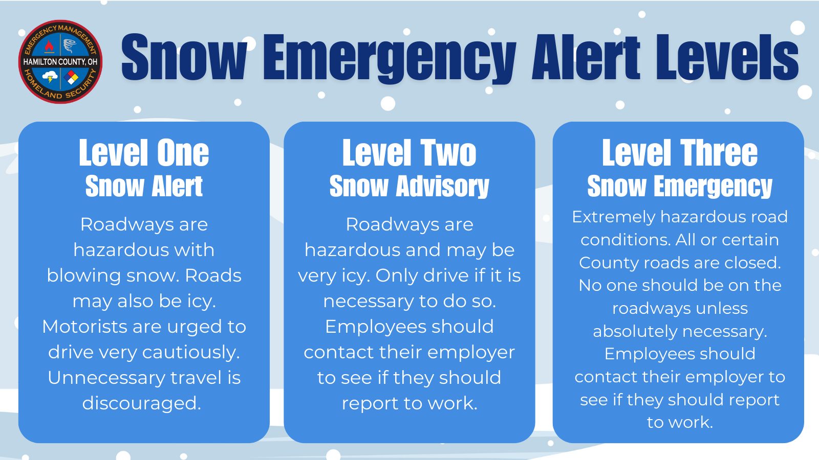 Level 2 Snow Advisory for Hamilton County