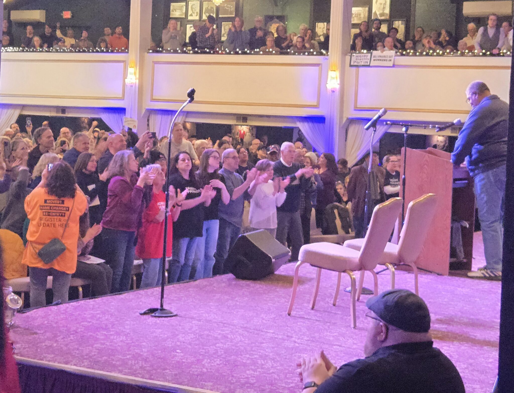 Fired-up crowd jeers Ohio senators, representative for not standing up to Trump and Musk