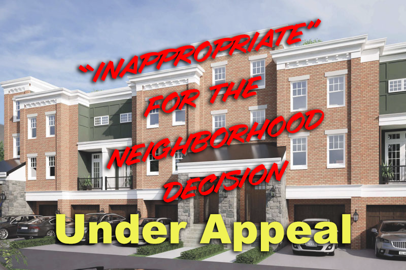 Denial of six-unit 3-story townhome development in Historic Downtown is appealed